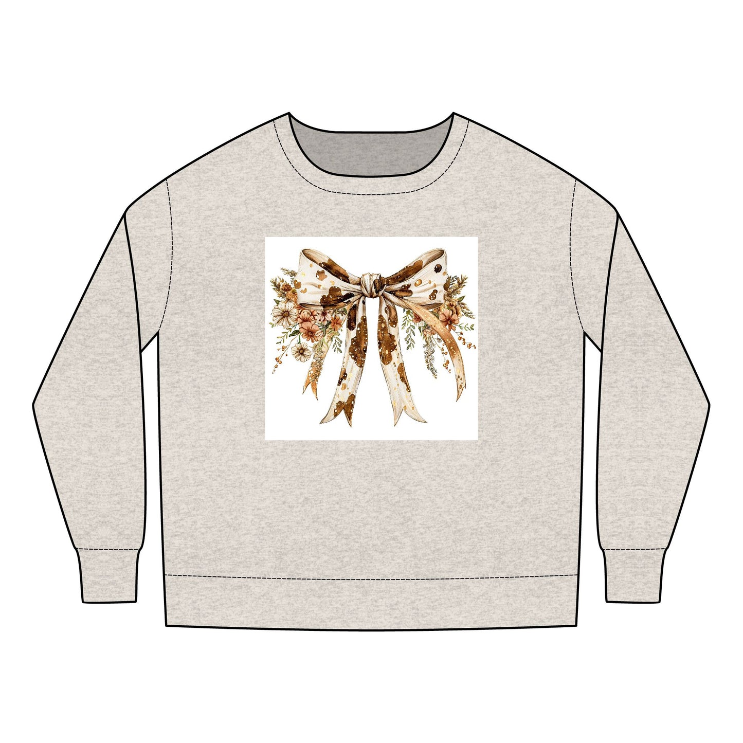 Toddler Sweatshirt - Wildflower and Cow Print Ribbon Bow Clipart - Cute & Cozy for Little Ones
