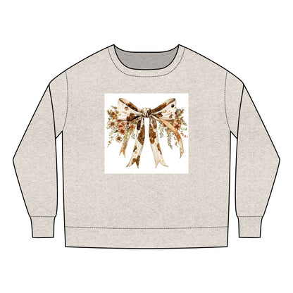Toddler Sweatshirt - Wildflower and Cow Print Ribbon Bow Clipart - Cute & Cozy for Little Ones