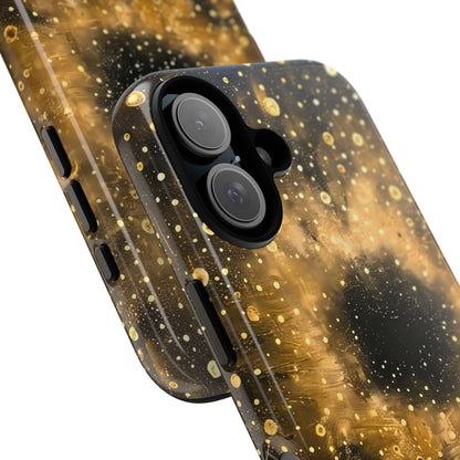 Stylish Phone Case with Golden Galaxy Design, Tough Phone Cover, Trendy Mobile Accessory, Gift for Space Lovers, Protective Phone Shell
