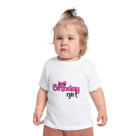 Birthday Girl Baby T-Shirt with Pink Bow Design
