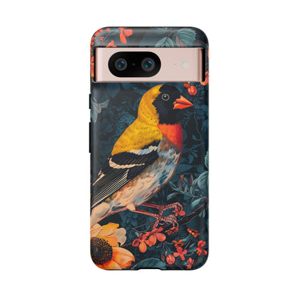 Colorful Bird Phone Case, Floral Phone Cover, Tough Phone Protector, Nature Lover Gift, Botanical Case, Unique Mobile Accessory