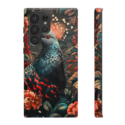 Floral Peacock Phone Case, Tough Cases, Artistic Phone Cover, Unique Gift, Nature Lover Accessory, Protective Case
