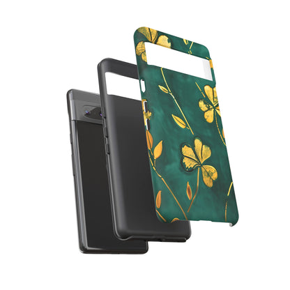 Floral Phone Case with Gold Accents, Tough Phone Cover, Stylish Phone Protector, Unique Gift for Her, Nature Lover Accessory