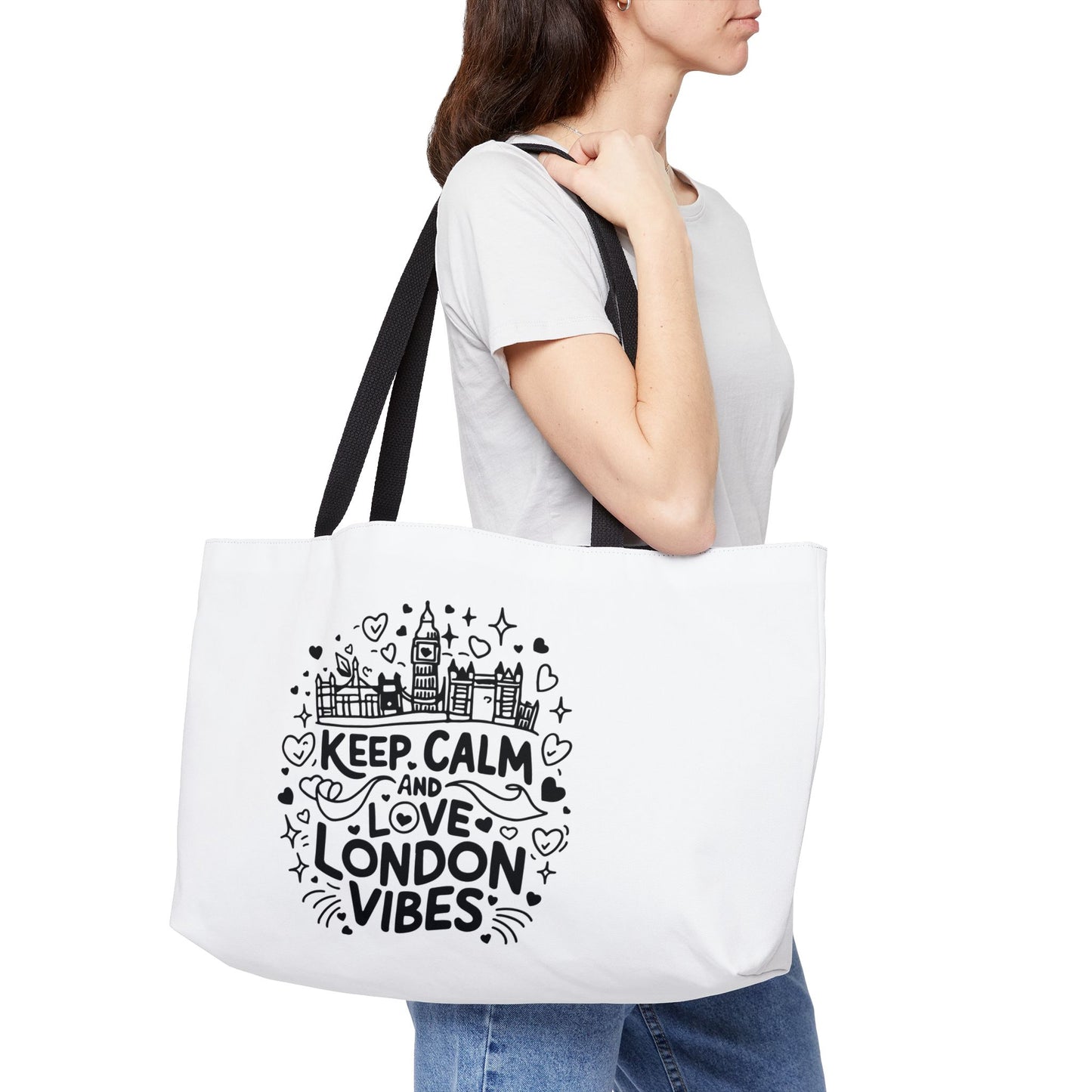 Keep Calm London Vibes Weekender Tote Bag | Vacation, Travel, Beach, Gifts, Shopping