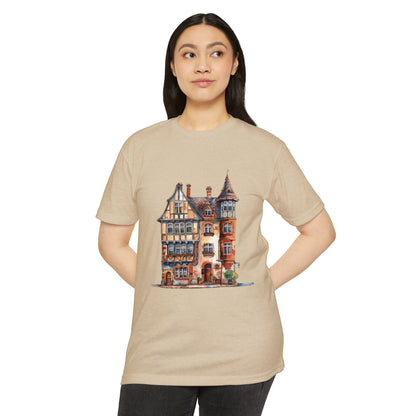 Unisex CVC Jersey T-shirt - Village Serenity - The Classic English Countryside Home