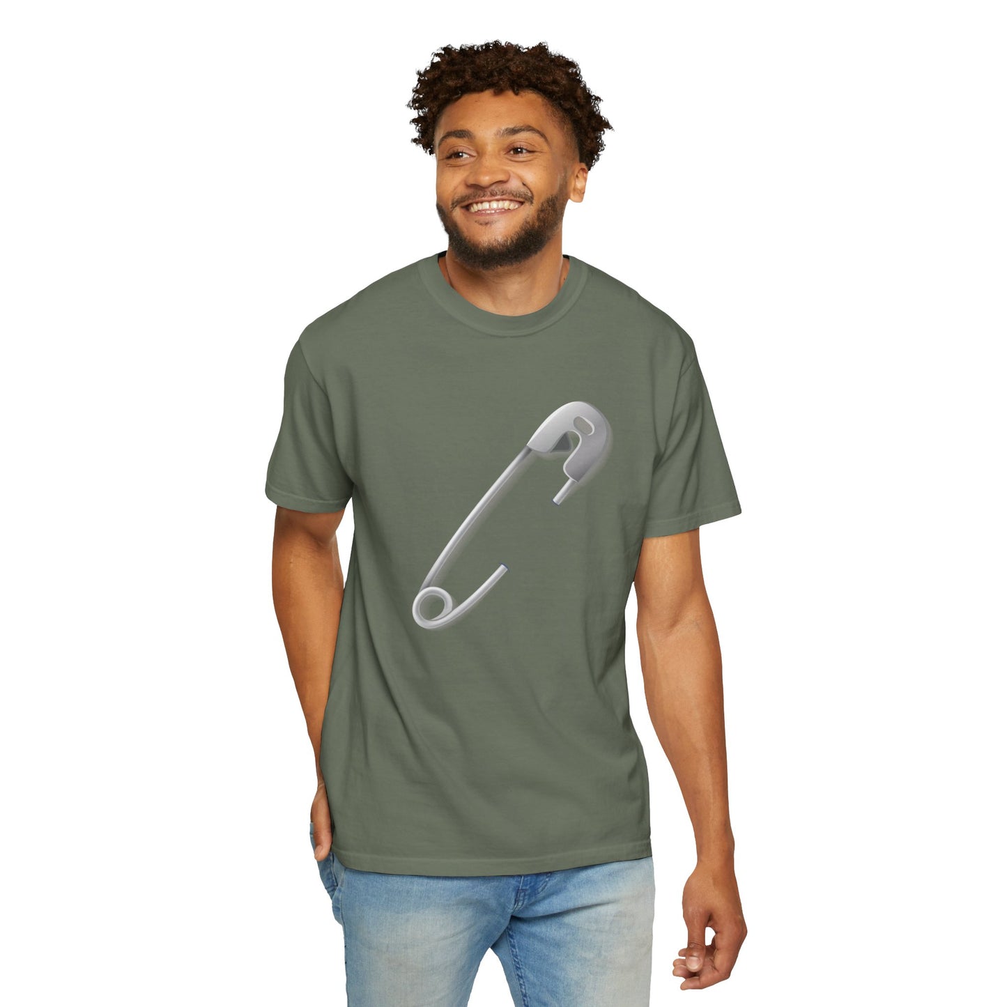 Unisex Garment-Dyed T-shirt - Elegant Minimalist Safety Pin Design