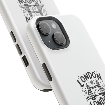 London Love Magnetic Tough Case, Personalized Phone Case, Unique London Design, Gift for Travelers, Cute London Souvenir
