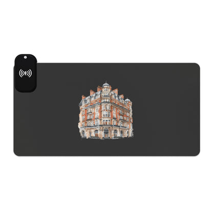 Grand Brick Building – London Architecture - LED Gaming Mouse Pad with Wireless Charging - Perfect for Gamers, Office Spaces, Ecosystem Accessory, Unique Desk Decor, Gift Idea