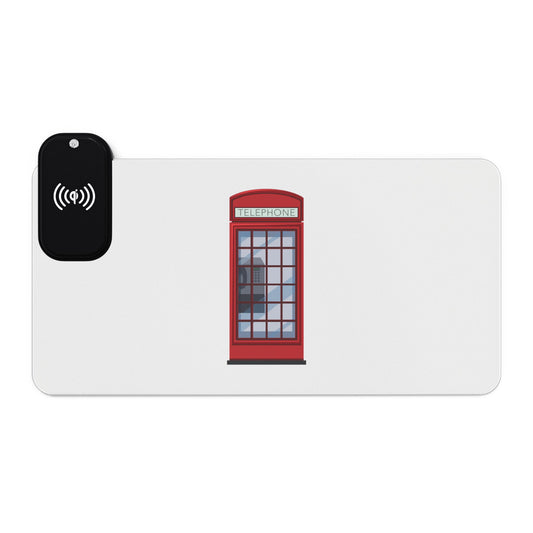 Red Telephone Box - LED Gaming Mouse Pad with Wireless Charging - Perfect for Gamers, Desk Decor, Gift for Tech Enthusiasts, Home Office Essential, [...]
