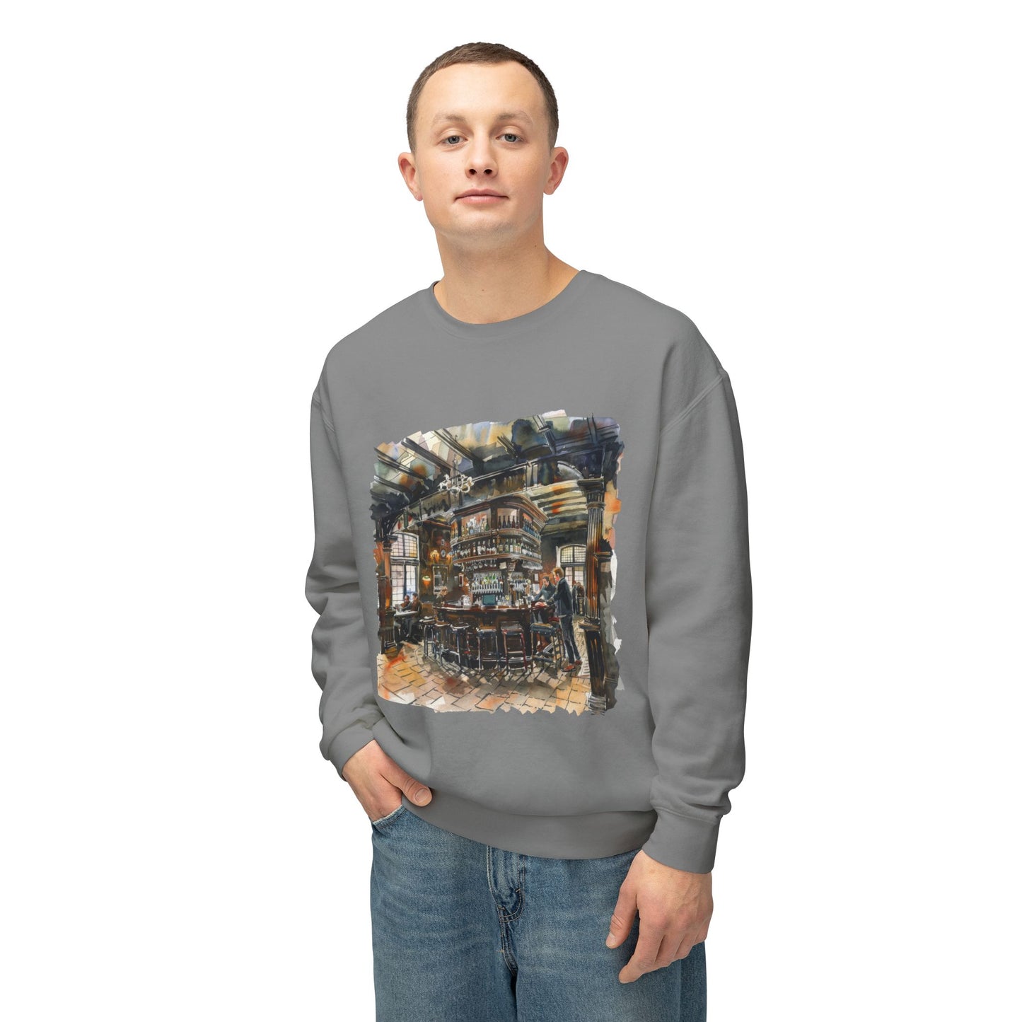 Unisex Lightweight Crewneck Sweatshirt Classy - Cozy British Pub