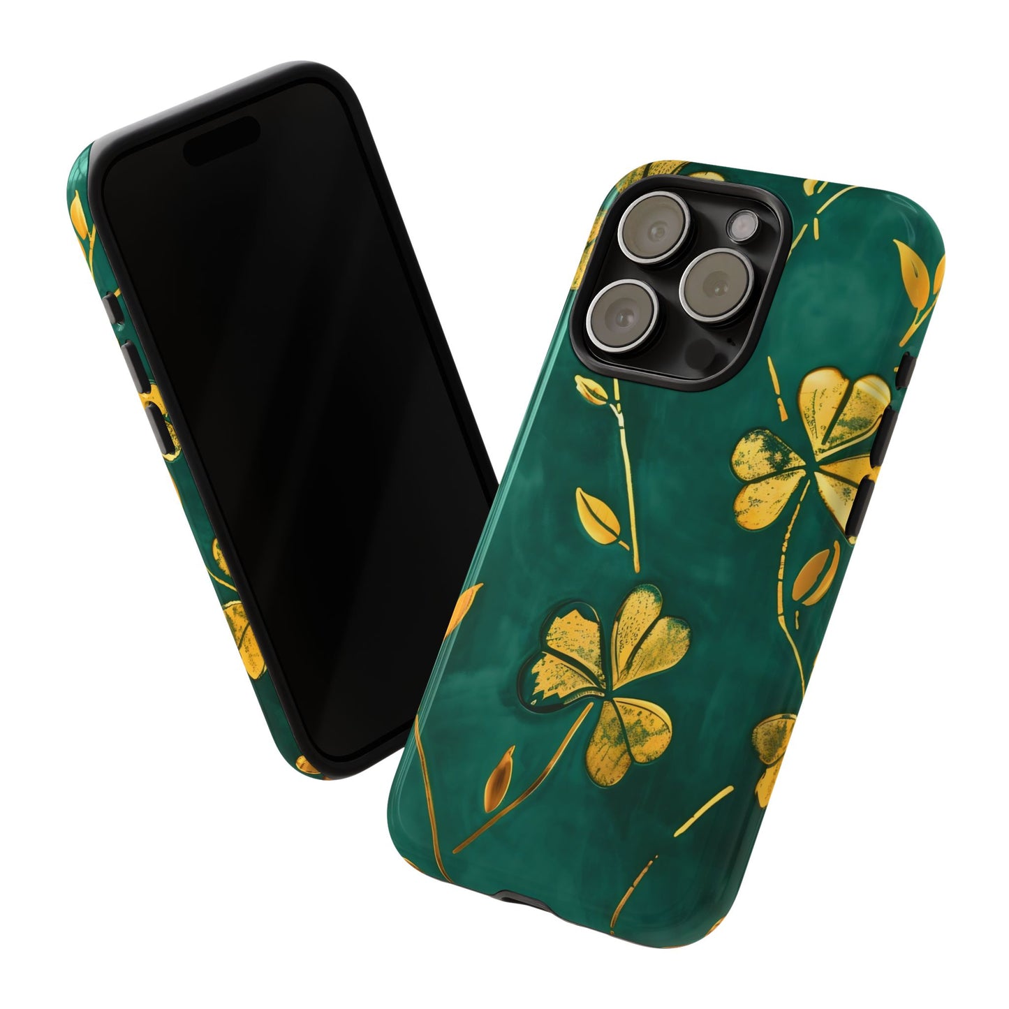 Floral Phone Case with Gold Accents, Tough Phone Cover, Stylish Phone Protector, Unique Gift for Her, Nature Lover Accessory