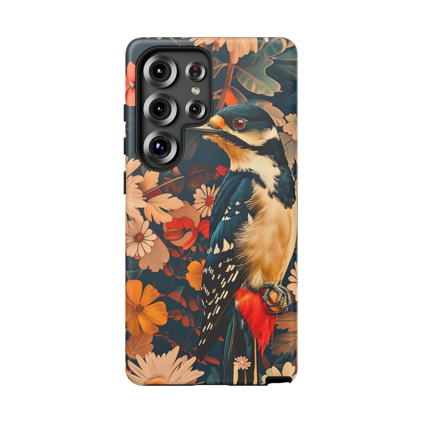 Artistic Bird Phone Case, Unique Tough Cases for Nature Lovers, Floral Design, Cute Gift, Customized Phone Accessories