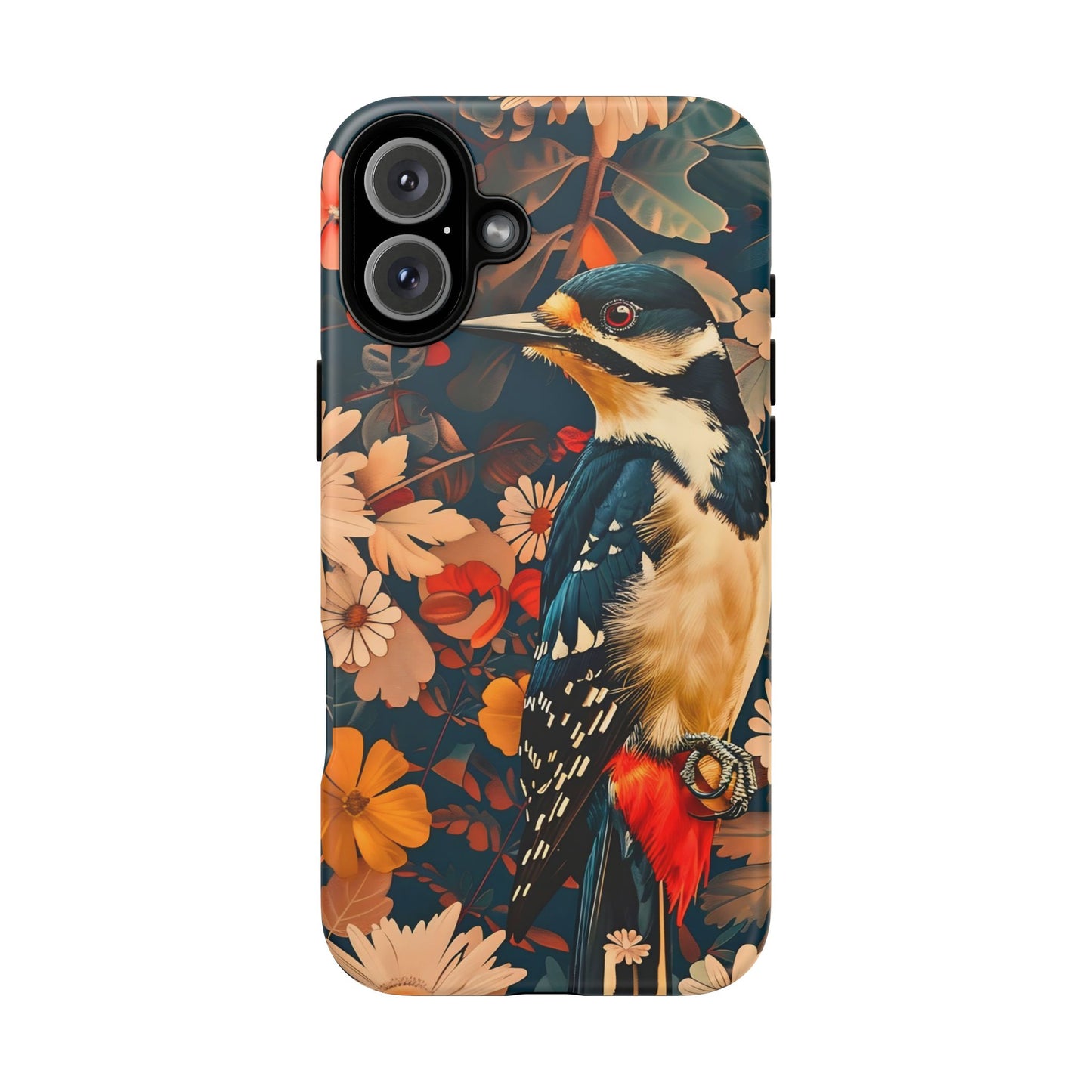 Artistic Bird Phone Case, Unique Tough Cases for Nature Lovers, Floral Design, Cute Gift, Customized Phone Accessories