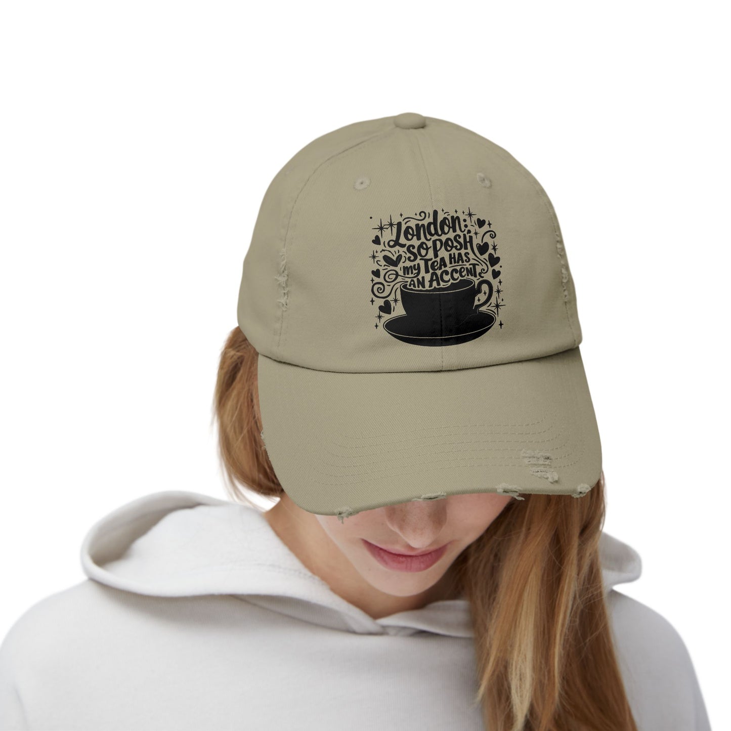 Unisex Distressed Cap: Coffee Lovers’ Hat, Casual Everyday Wear, Gift for Friends, Relaxing Vibes, Distressed Fashion