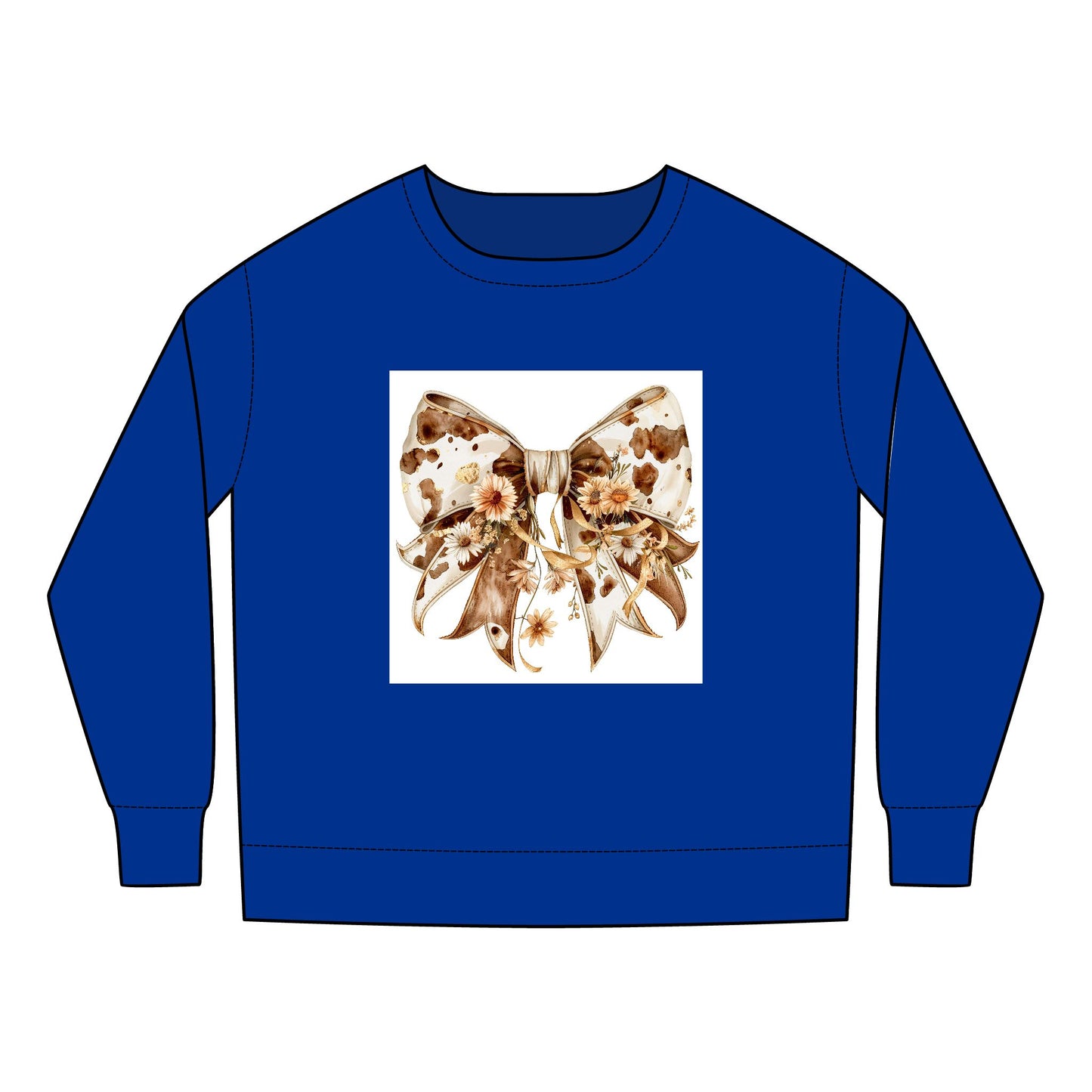 Toddler Sweatshirt - Rustic Cow Print Bow with Wildflowers Clipart - Adorable Kids' Apparel for Every Occasion