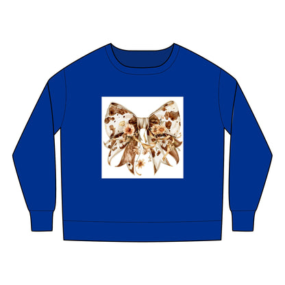 Toddler Sweatshirt - Rustic Cow Print Bow with Wildflowers Clipart - Adorable Kids' Apparel for Every Occasion