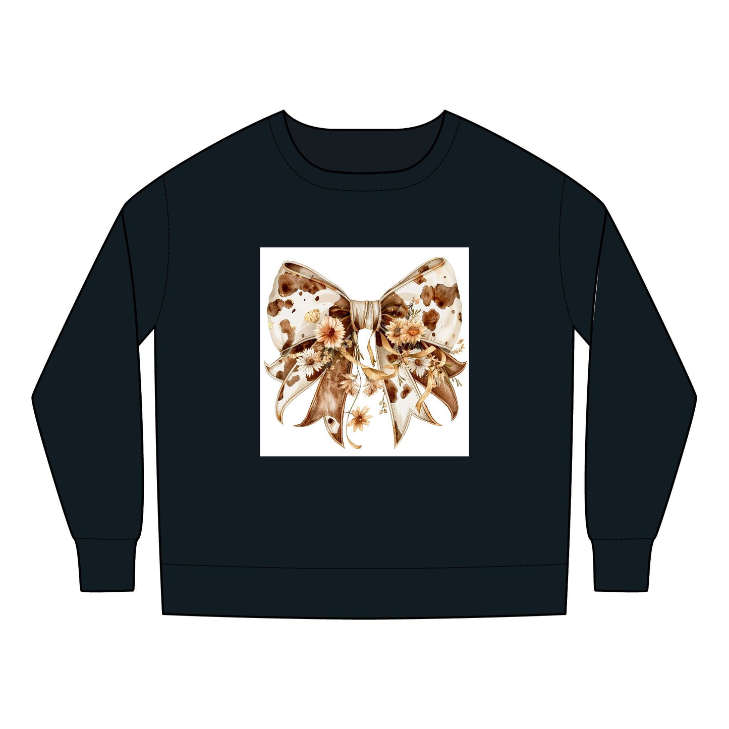 Toddler Sweatshirt - Rustic Cow Print Bow with Wildflowers Clipart - Adorable Kids' Apparel for Every Occasion