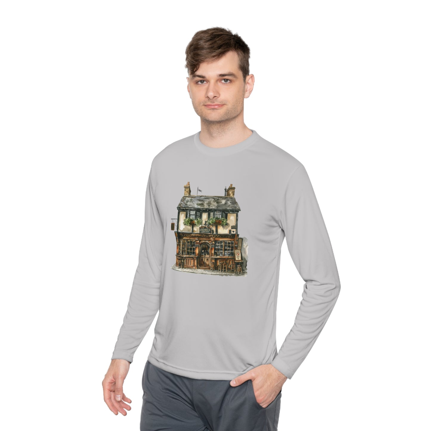 Unisex Lightweight Long Sleeve Tee - British Historic House - Classic Architectural Elegance