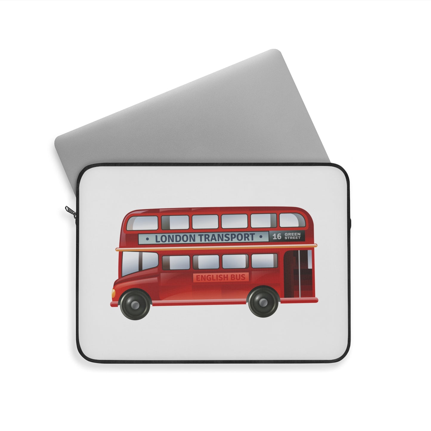 London Bus Laptop Sleeve – Stylish Tech Accessory, Gift for Travelers, Unique Laptop Case, London-themed, Secure Protective Cover
