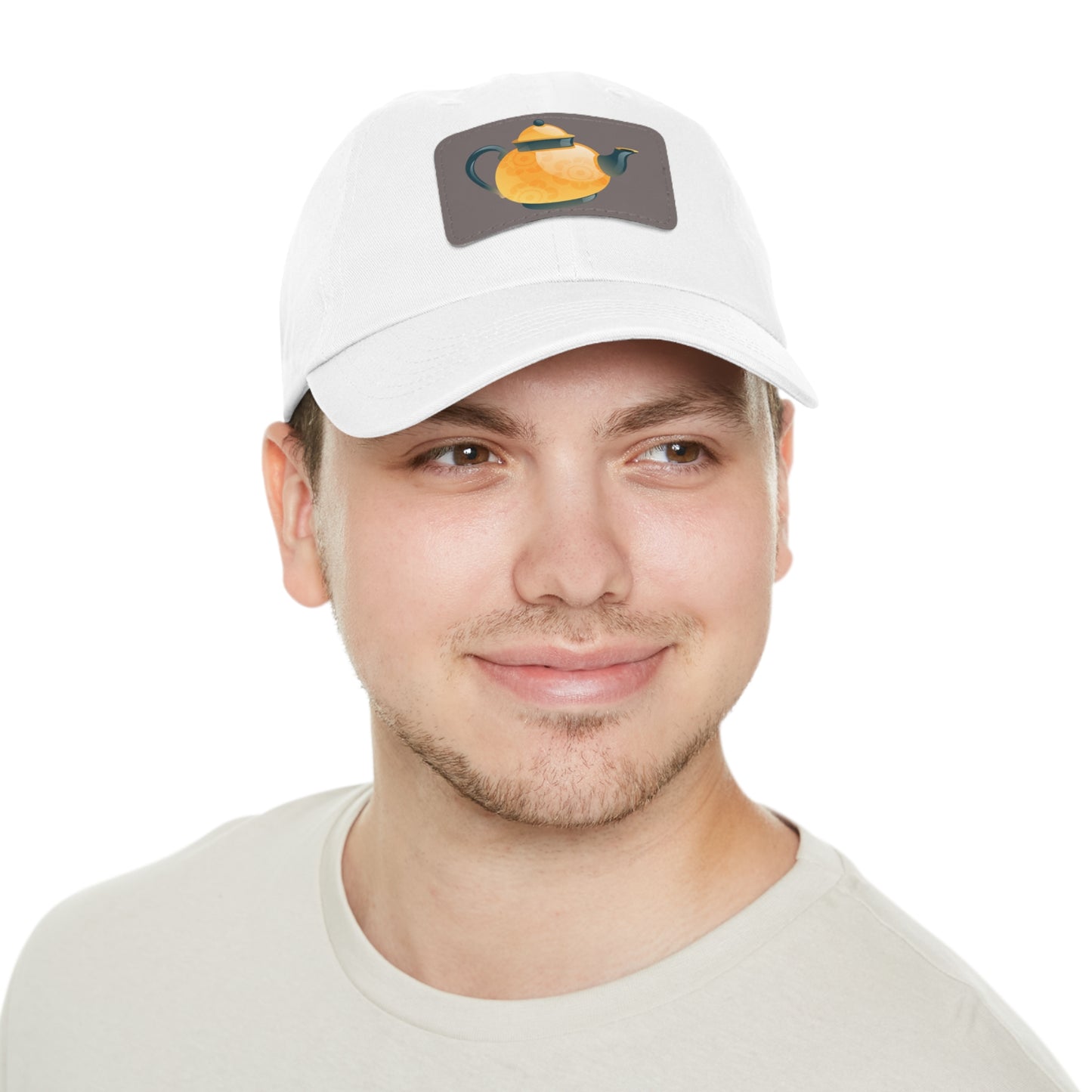Whimsical Teapot Dad Hat, Leather Patch Cap, Gift for Tea Lovers, Casual Everyday Hat, Father's Day Gift, Unique Accessories