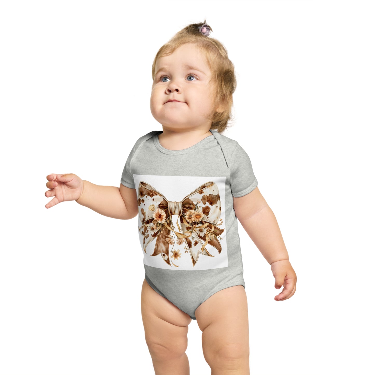 Floral Bow Short Sleeve Baby Bodysuit - Perfect for Newborns and Infants
