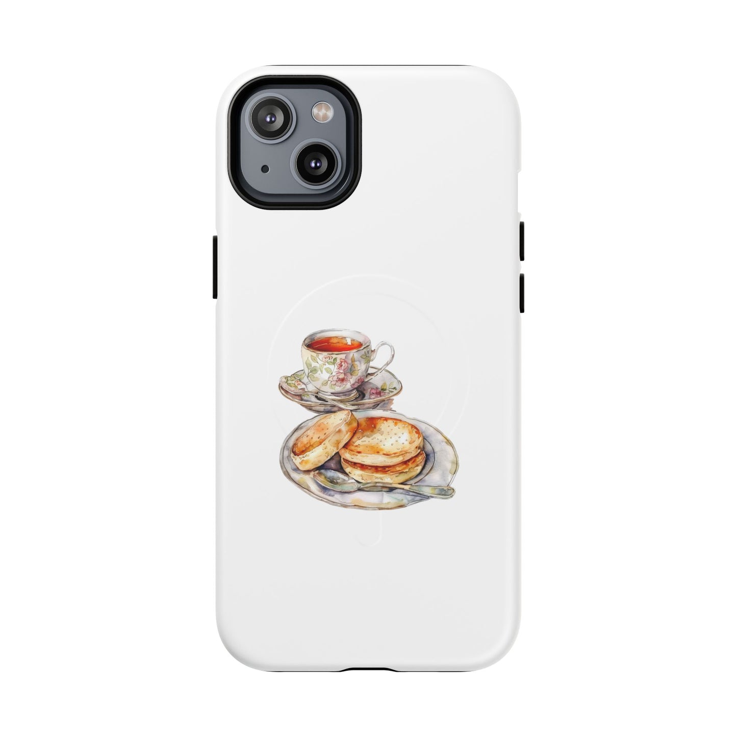 Tough Magnetic Phone Case with Tea and Biscuit Design, Cute Phone Cover, Gift for Tea Lovers, Phone Accessory, Holiday Gift