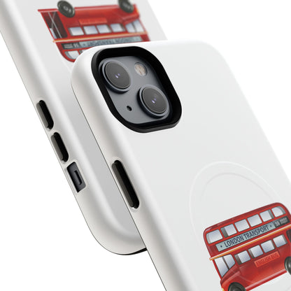 London Bus Tough Magnetic Case, iPhone Protector, Unique Phone Cover, Gifts for Travelers, Durable Mobile Case
