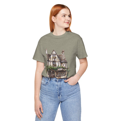 Unisex Jersey Short Sleeve Tee - Cottages & Cobblestones - A British Village Dream