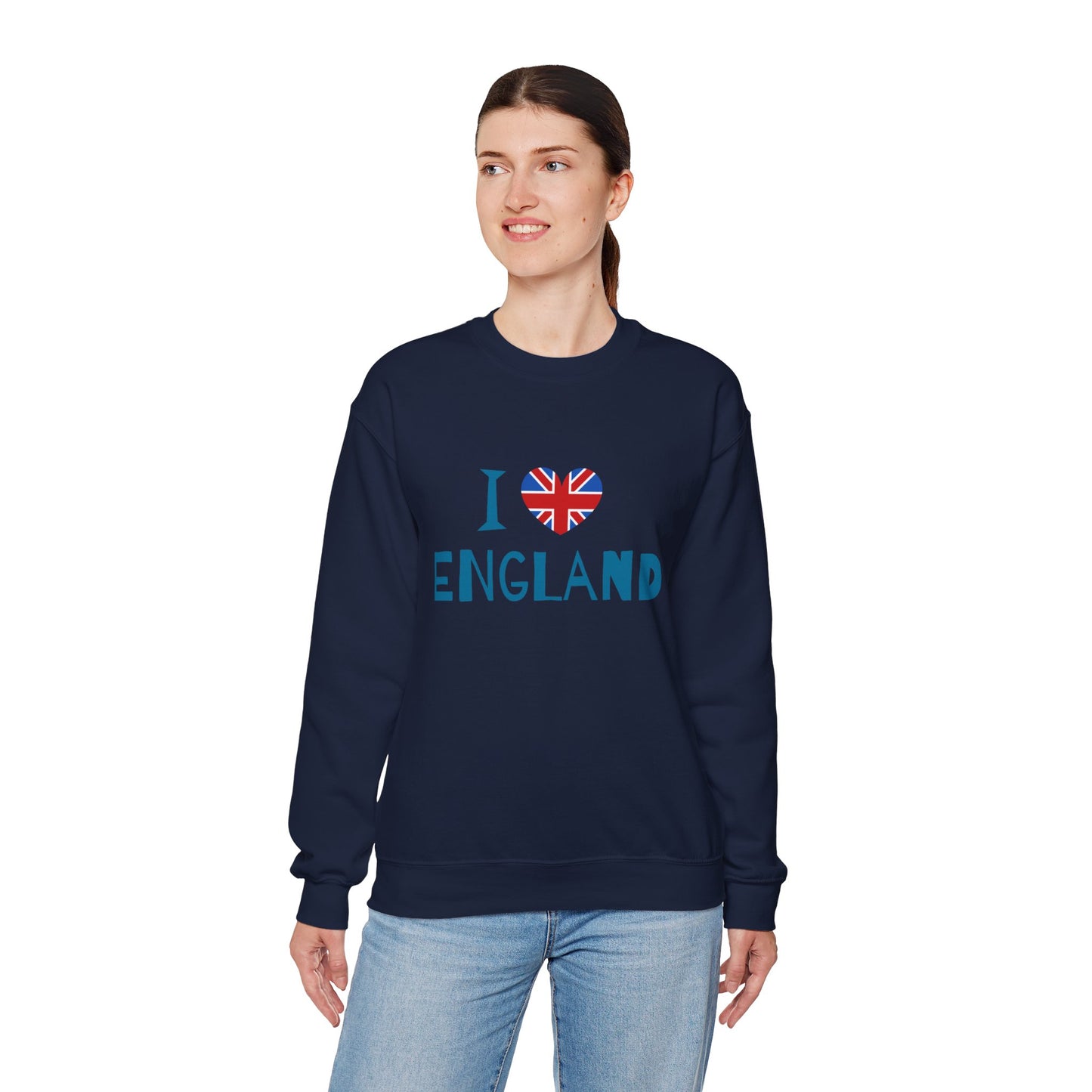 Unisex Heavy Blend™ Crewneck Sweatshirt - I Love England - Union Jack Heart Design