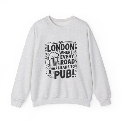 Unisex Heavy Blend™ Crewneck Sweatshirt Cozy - Every Road Leads to pub