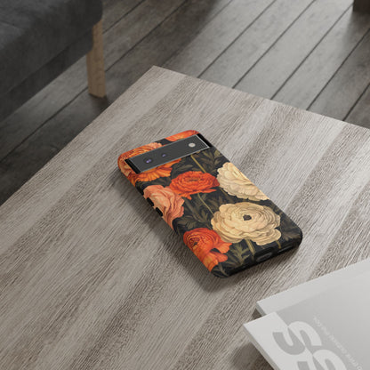 Floral Phone Case with Tough Protection, Blooming Ranunculus Design, Durable Cover, Gift for Flower Lovers, Eco-Friendly Phone Accessory