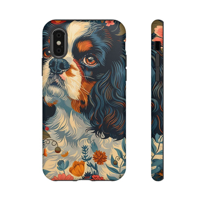 Cavalier King Charles Spaniel Phone Case, Floral Dog Lover Gift, Tough Phone Cover, Pet Owner Accessory, Unique Dog Design