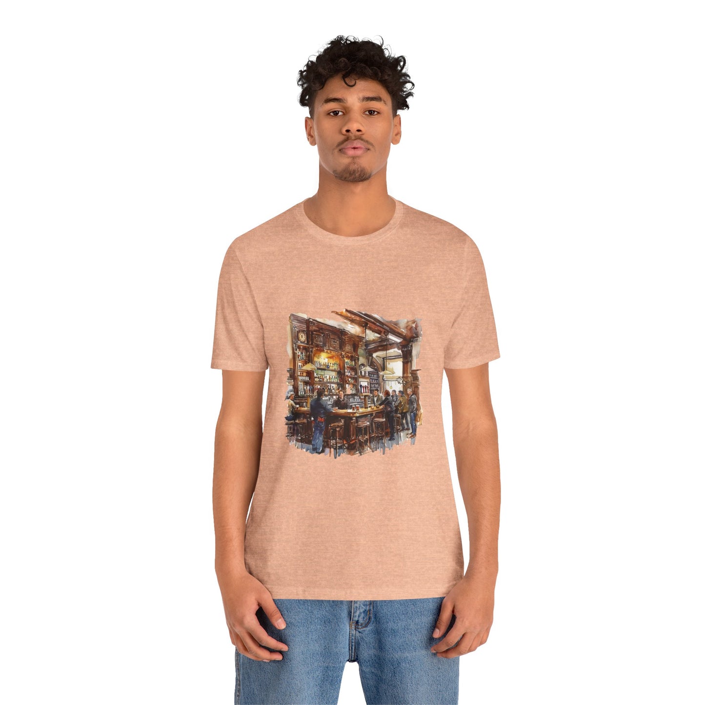 Unisex Jersey Short Sleeve Tee - Nostalgic British Pub Atmosphere