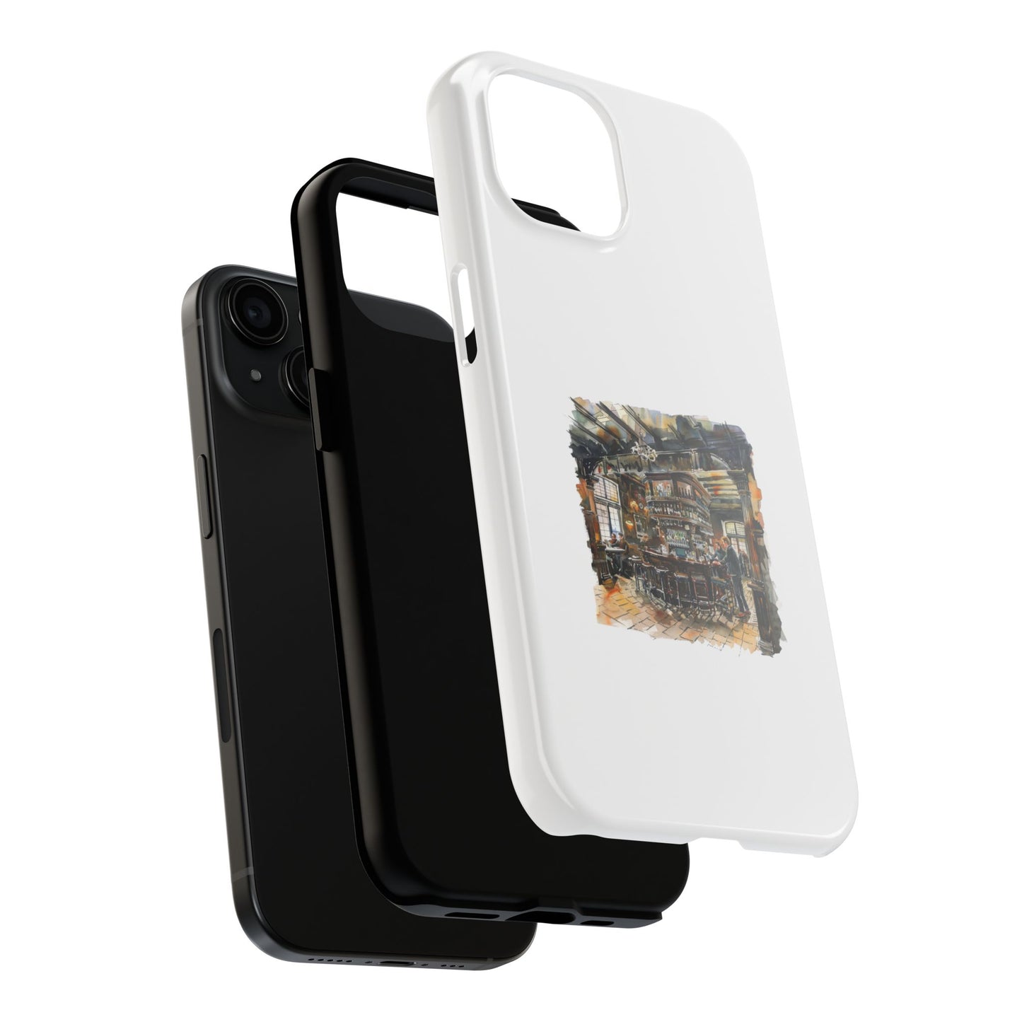 Artistic Tough Phone Cases with Cozy Pub Scene