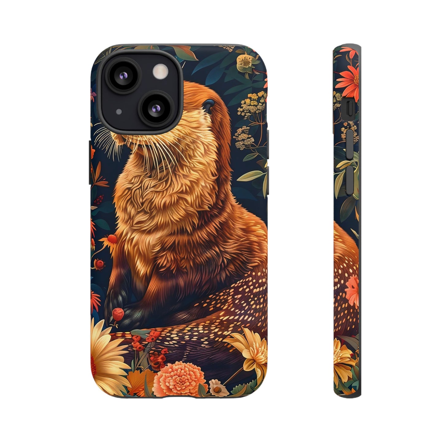 Otter Phone Case, Floral Otter Design, Tough Phone Cover, Nature Lover Gift, Cute Animal Accessories