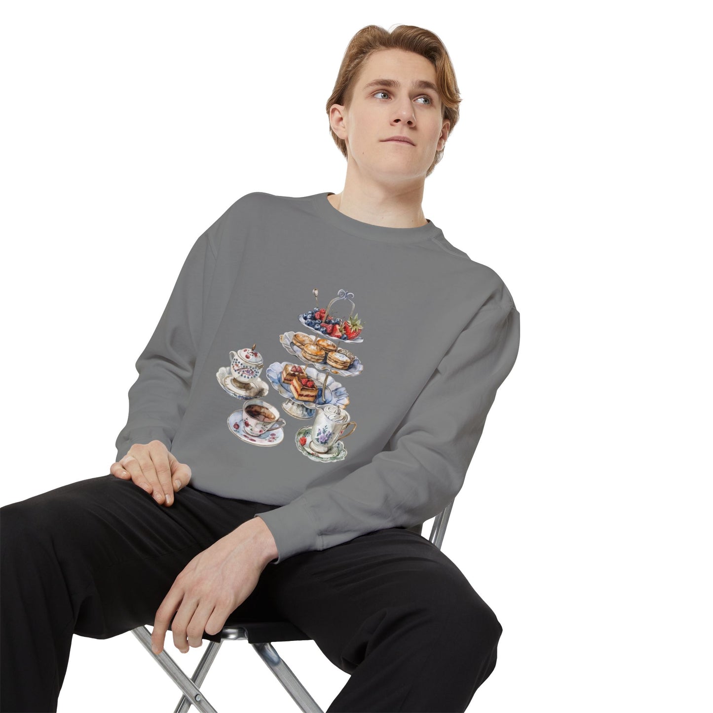 Unisex Garment-Dyed Sweatshirt - British Food Traditional Dishes and Culinary Delights