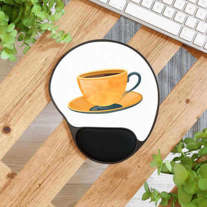 Stylish Coffee Cup Mouse Pad With Wrist Rest, Cute Office Decor, Ergonomic Desk Accessory, Gift for Coffee Lovers, Unique Computer Mouse Pad