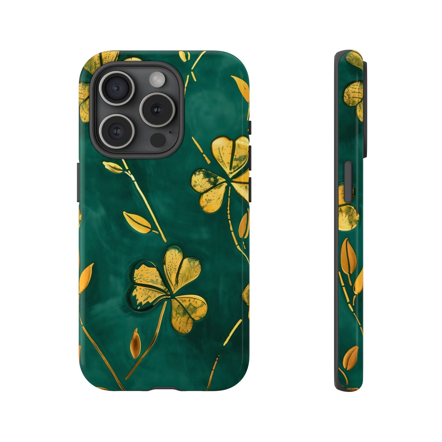 Floral Phone Case with Gold Accents, Tough Phone Cover, Stylish Phone Protector, Unique Gift for Her, Nature Lover Accessory