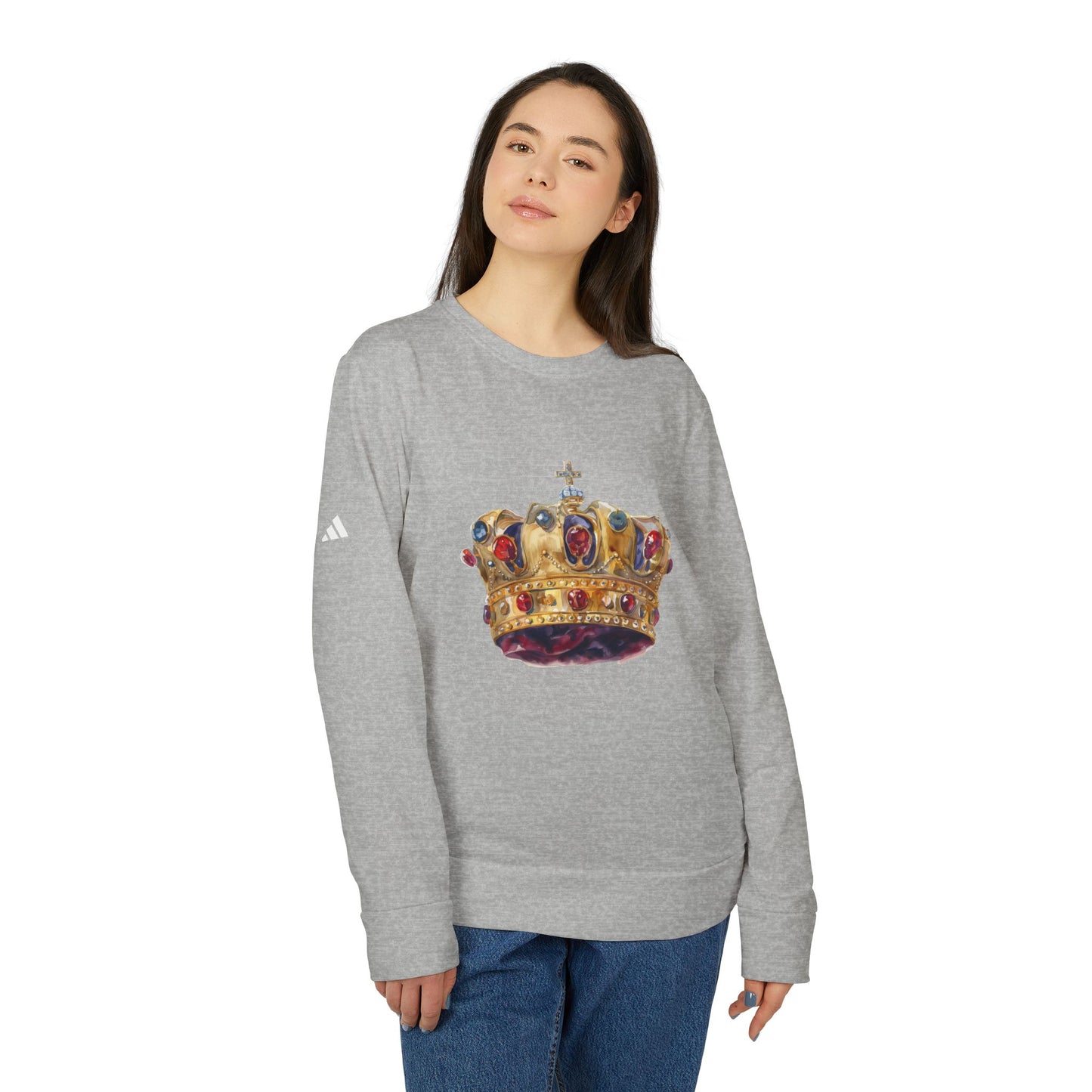 Unisex Fleece Crewneck Sweatshirt - British Royal Crown Design - Iconic Symbol of Monarchy