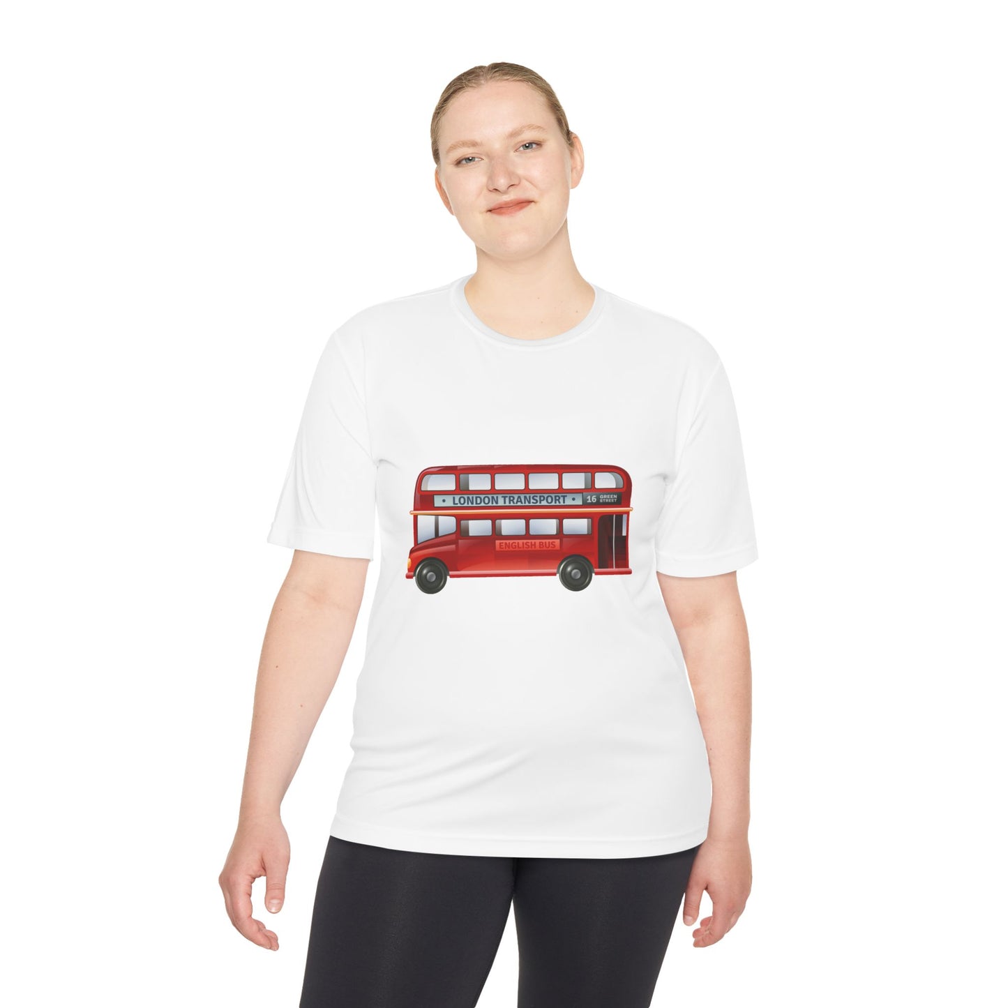 Unisex Moisture Wicking Tee - Vintage British Double-Decker Bus Art Print