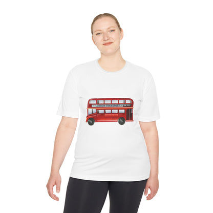 Unisex Moisture Wicking Tee - Vintage British Double-Decker Bus Art Print