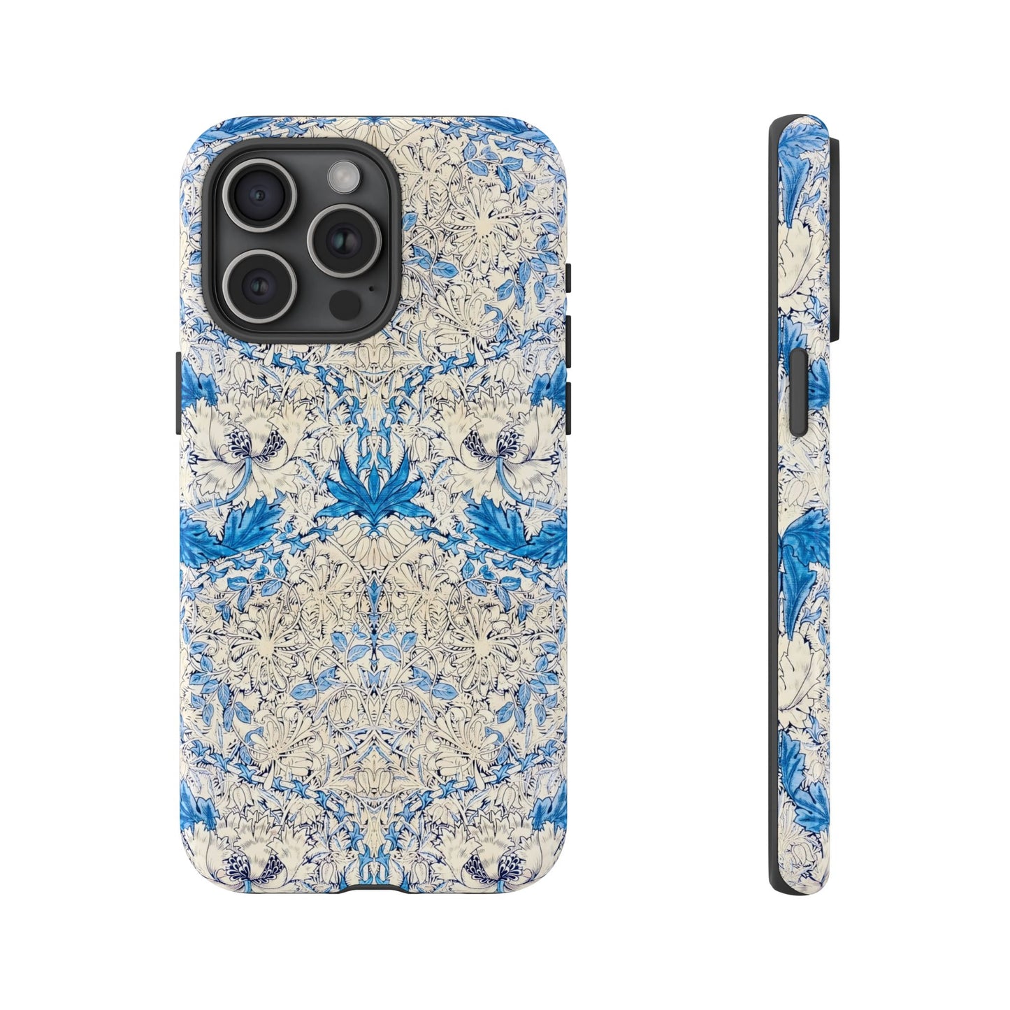 Elegant Floral Phone Case, Tough iPhone Cover, Stylish Mobile Protector, Blue Patterned Case, Unique Gift for Her