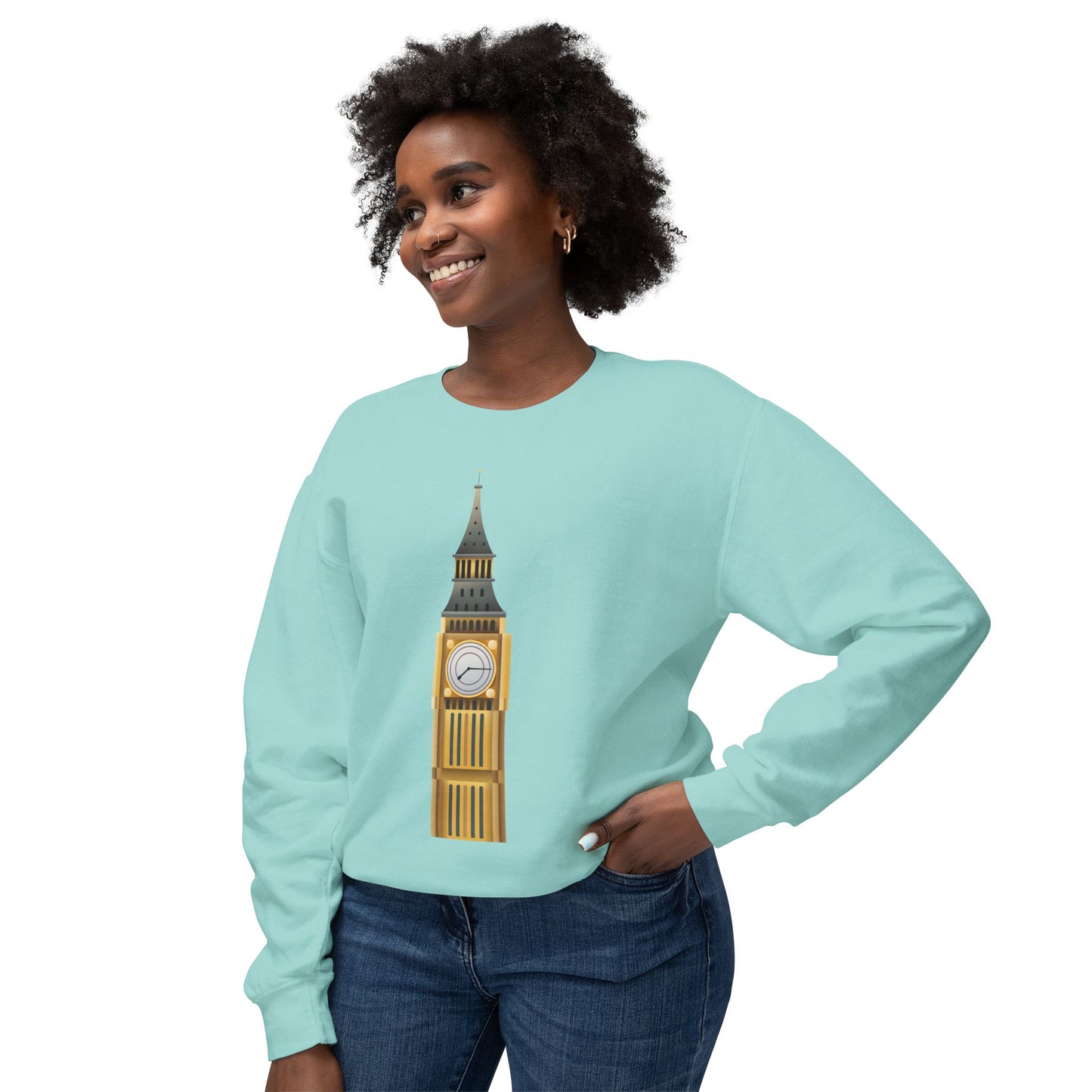 Unisex Lightweight Crewneck Sweatshirt - Classic London - Big Ben in All Its Glory"