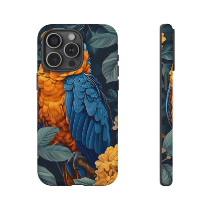 Tropical Parrot Phone Case - Tough Cases, Colorful Phone Cover, Nature Lover Gift, Floral Design, Bird Lover Accessory