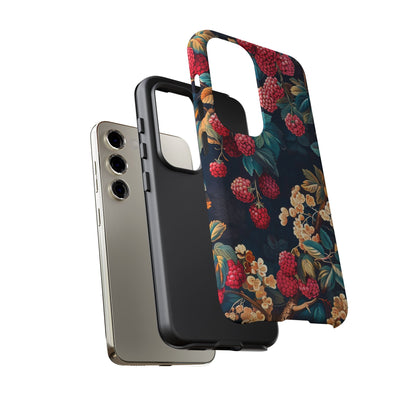 Floral Phone Case with Berry Design, Durable Phone Cover, Floral Print, Gift for Plant Lovers, Nature-Inspired Accessory