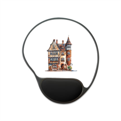 Charming Architectural Mouse Pad with Wrist Rest, Artistic Desk Accessory, Gift for Home Office, Workstation Decor, Gaming Accessory