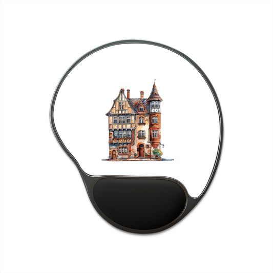 Charming Architectural Mouse Pad with Wrist Rest, Artistic Desk Accessory, Gift for Home Office, Workstation Decor, Gaming Accessory