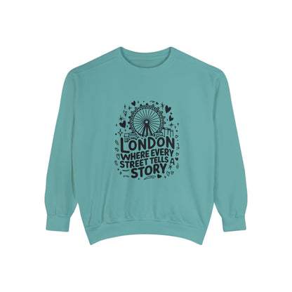 Unisex Garment-Dyed Sweatshirt Lightweight - London's story telling Streets