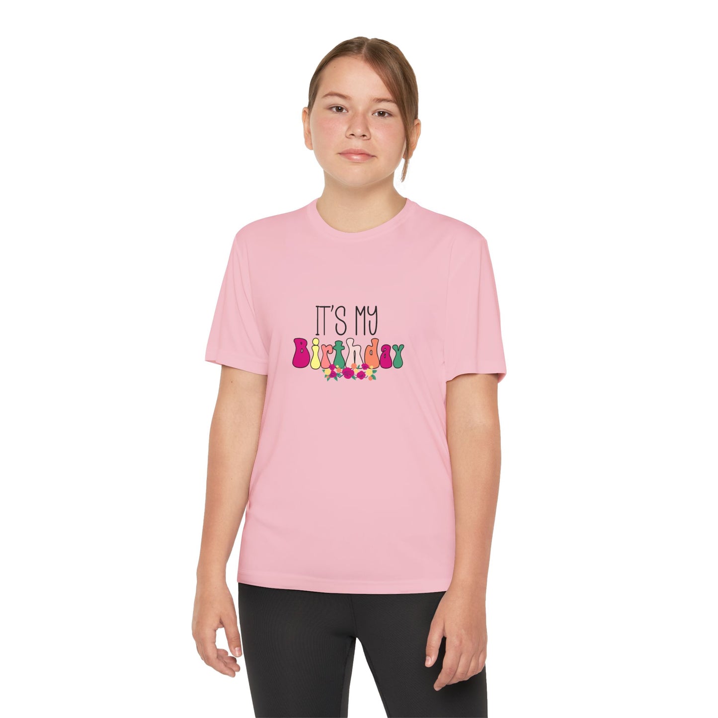Kids Birthday Tee - Girly Birthday Girl with Leopard Rainbow Clipart