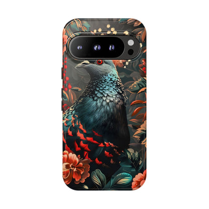 Floral Peacock Phone Case, Tough Cases, Artistic Phone Cover, Unique Gift, Nature Lover Accessory, Protective Case